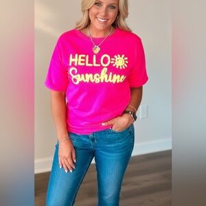 Bright Pink 'Hello Sunshine' Short Sleeve Tee